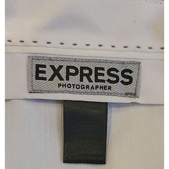 Express Photographer Seersucker Pants Gray White Mens 31x32 Dress Flat Front - Picture 6 of 10